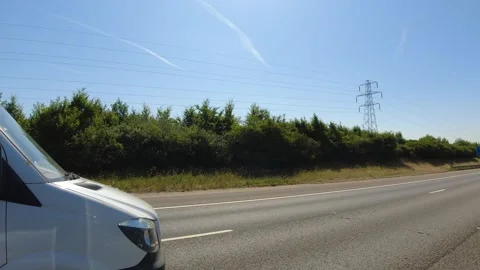 Luton to Reading London Window View of Motorways and Traffic Car Travel Stock Footage 314988502