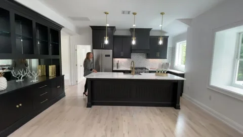 Lux Blond Using Kitchen and Fridge 스톡 동영상 263454511