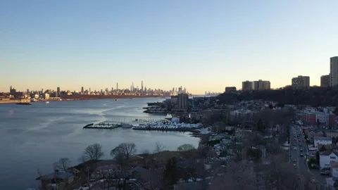 LUX Edgewater Aerial Winter Stock Footage 263264374
