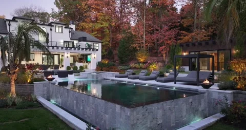 LUX Fall Leaves Trees NYC Skyline Aerial from Watchung NJ 2024 Mansion 8 스톡 동영상 289147406