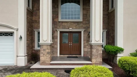 LUX Front and Back Yard Pool Basic Two Story Home Stock Footage 274317549