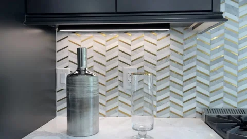 LUX Tiny White Home Blue Fireplace Black and White bathroom Video stock 263456367