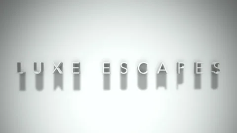 Luxe escapes 3D title animation with shadows on a white background Stock Footage 298003370