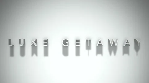 Luxe getaway 3D title animation white text on a white background Stock Footage 299648319