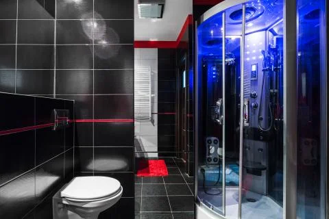 Luxe high-tech bathroom idea Stock Photos