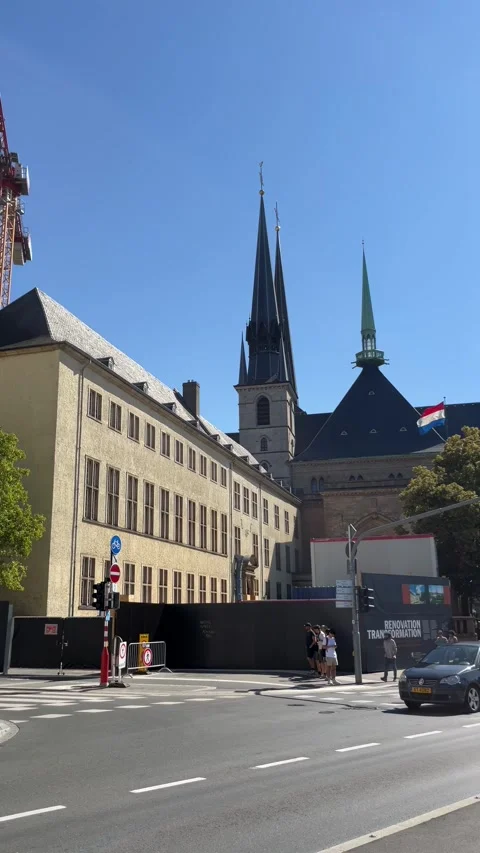 Luxembourg, 13 August 2026 selective focus on traffic moving through Luxemb.. Stock Footage 345021847