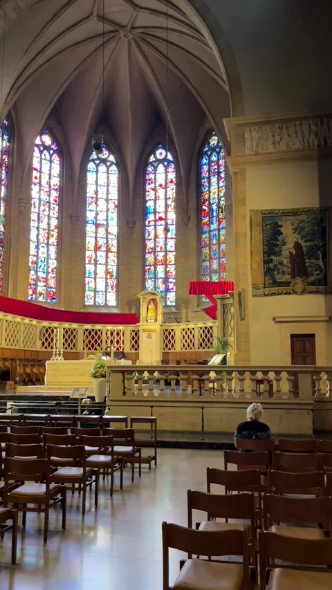 Luxembourg, 13 August 2026 selective focus on historic interior of Notre-Da.. Stock Footage 345021974