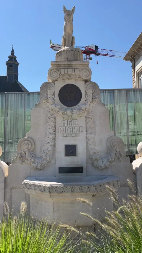 Luxembourg, 13 August 2026 selective focus on michel rodange monument in lu.. Stock Footage 345022067
