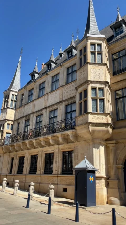 Luxembourg, 13 August 2026 selective focus on historic facade of Grand Duca.. Stock Footage 345022198