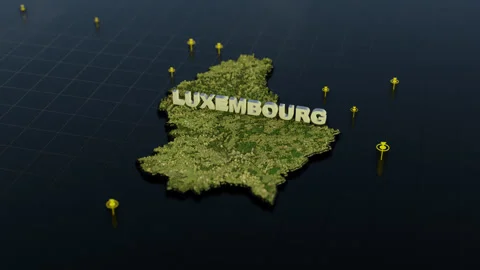 Luxembourg 3D Map With Animation Stock Footage 307732839