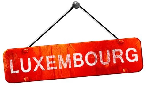 Luxembourg, 3D rendering, a red hanging sign Stock Illustration