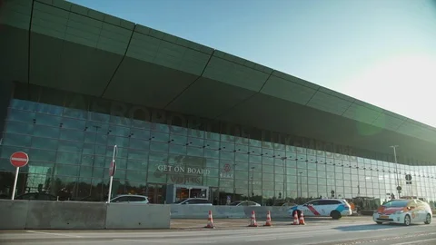 Luxembourg Airport Exterieur Stock Footage