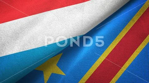 Luxembourg and Congo Democratic Republic two flags textile cloth Stock Photos