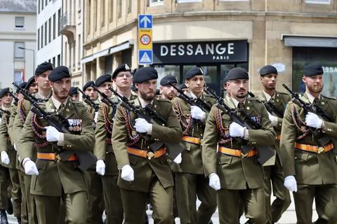 Luxembourg Army marching Stock Photos