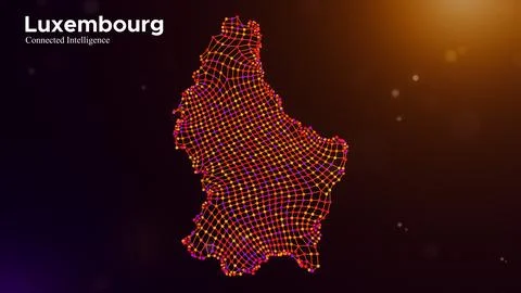 Luxembourg Connected Intelligence Technology Network Map Concept Illustrazione stock