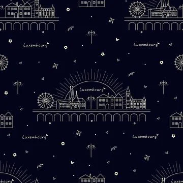 Luxembourg dark seamless pattern Stock Illustration