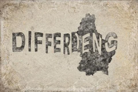 Luxembourg Differdange Map and Lettering Design Stock Photos