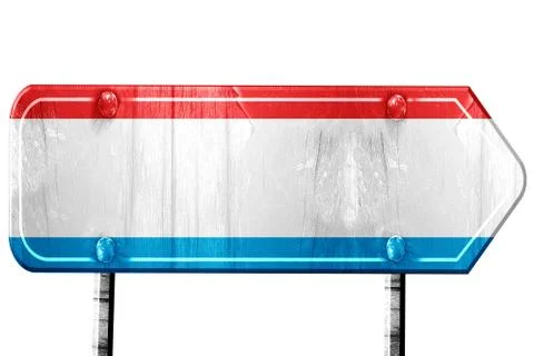 Luxembourg flag, 3D rendering, road sign on white background Stock Illustration