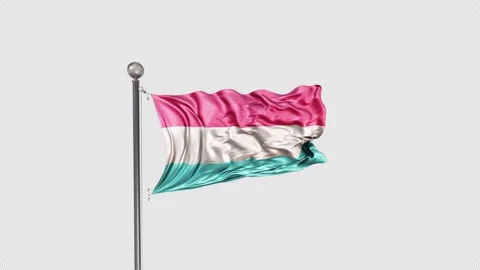 Luxembourg Flag  Animation Loop Include Alpha 3D Rendering Video stock 283061160