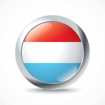 Luxembourg flag button Stock Illustration