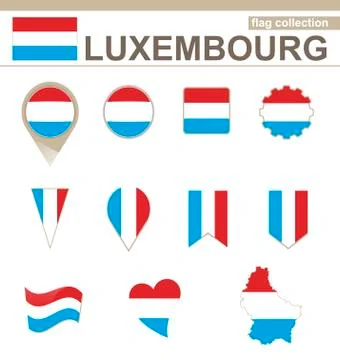 Luxembourg Flag Collection Stock Illustration