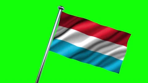 Luxembourg flag on a flagpole waving in the wind Stock Footage 140594027