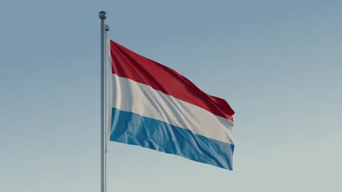 Luxembourg Flag loop Cinematic Realistic Waving Blue Sky Stock Footage 300939128