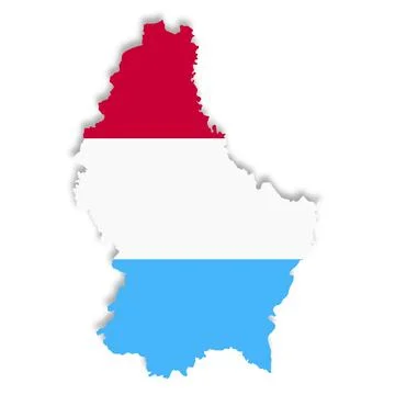 Luxembourg flag map on white background with clipping path 3d illustration Stock Illustration