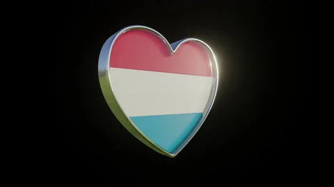 Luxembourg Flag in the Shape of 3D Heart. Stock Footage 133607352
