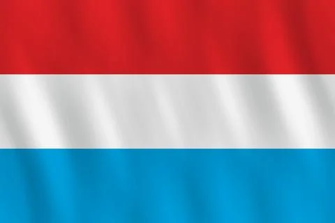 Luxembourg flag with waving effect, official proportion. Stock Illustration