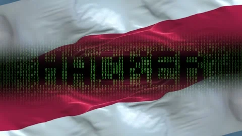 Luxembourg flag - Waving flag on matrix binary code background Stock Footage 321420262