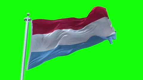 Luxembourg Flag Waving in Loopable and Textured green screen background Stock Footage 296876322