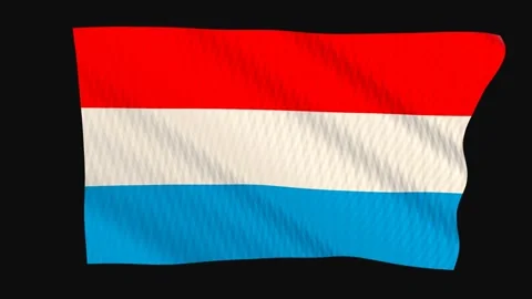 Luxembourg flag waving in the wind on a black background Video stock 343214010