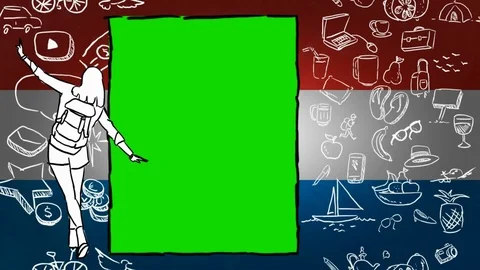 Luxembourg - Hand-drawn - Flag Loop - Illustration Stock Footage 90626514