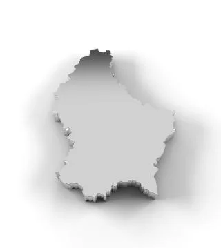 Luxembourg map 3D silver with clipping path Stock-Illustration