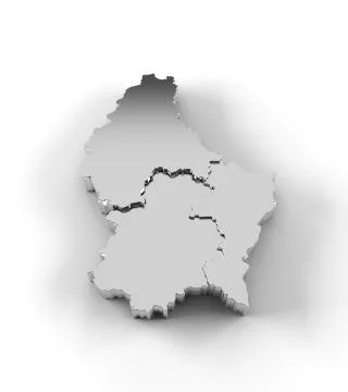 Luxembourg map 3D silver with states stepwise and clipping path Illustrazione stock