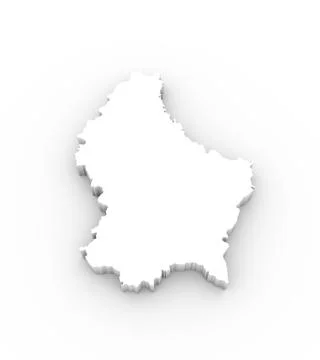 Luxembourg map 3D white with clipping path Illustrazione stock