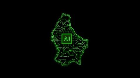 Luxembourg Map AI Chipset Technology Opener Stock Footage 337081819