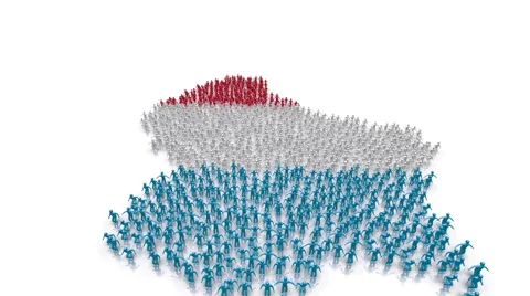 Luxembourg map and flag made out of people Stockbeeldmateriaal 48166000
