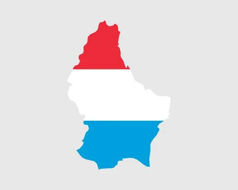 Luxembourg Map Flag. Map of the Grand Duchy of Luxembourg with country banner Stock Illustration