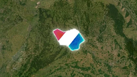 Luxembourg Map Highlight with Animated Flag Stock Footage 341402801