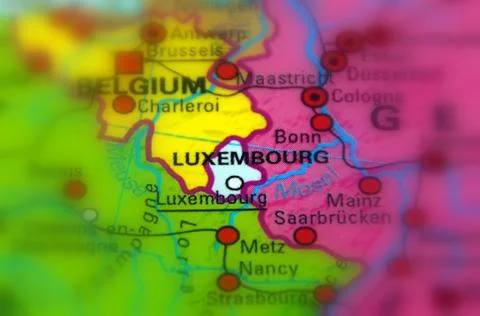 Luxembourg on a map Stock Photos