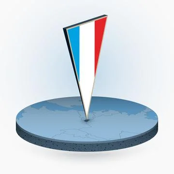 Luxembourg map in round isometric style with triangular 3D flag of Luxembourg Stock Illustration
