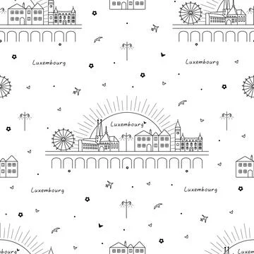 Luxembourg monochrome seamless pattern Stock Illustration