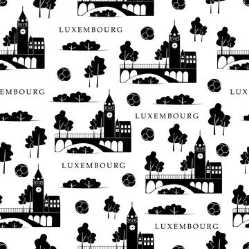 Luxembourg, monochrome seamless pattern Stock Illustration