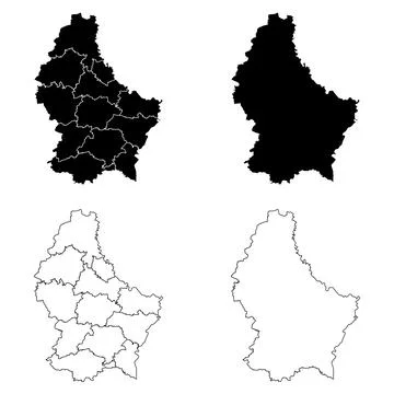 Luxembourg Outline and Solid Fill Map Set. 스톡 일러스트