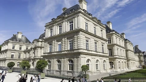 Luxembourg Palace in Paris during spring timelapse Stock Footage 337197883
