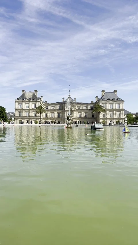 Luxembourg Palace in Paris during spring timelapse Stock Footage 337197888