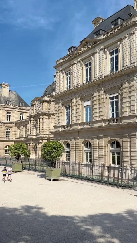 Luxembourg Palace in Paris during spring timelapse Stock Footage 337197910