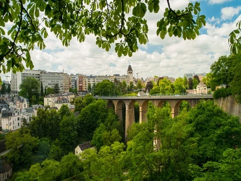 Luxembourg Panoramic Cityscape Stock Footage 80316597